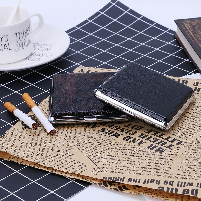 Leather Cigarette Case Personalized Creative 20 Sticks with Rubber Band Gift Box