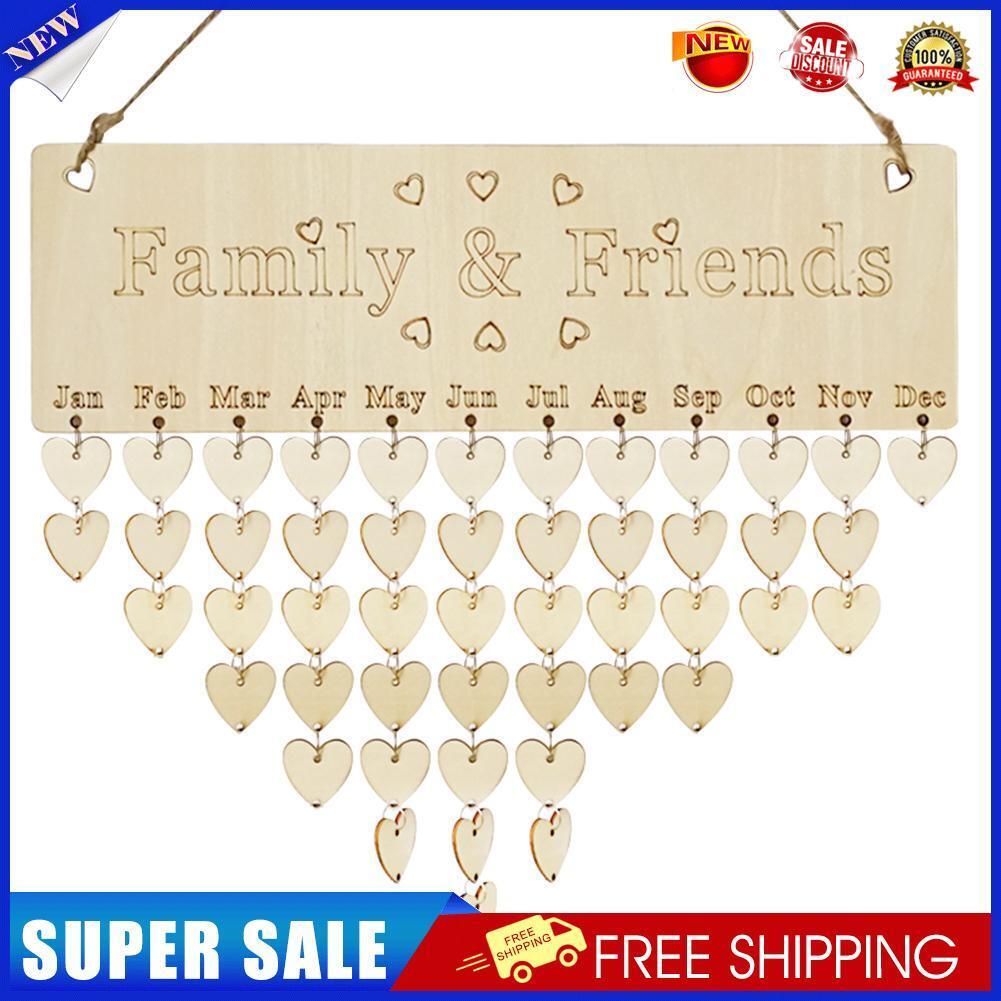 Wooden Family Friends Date Reminder Sign DIY Calendar Board Home Decor(Love
