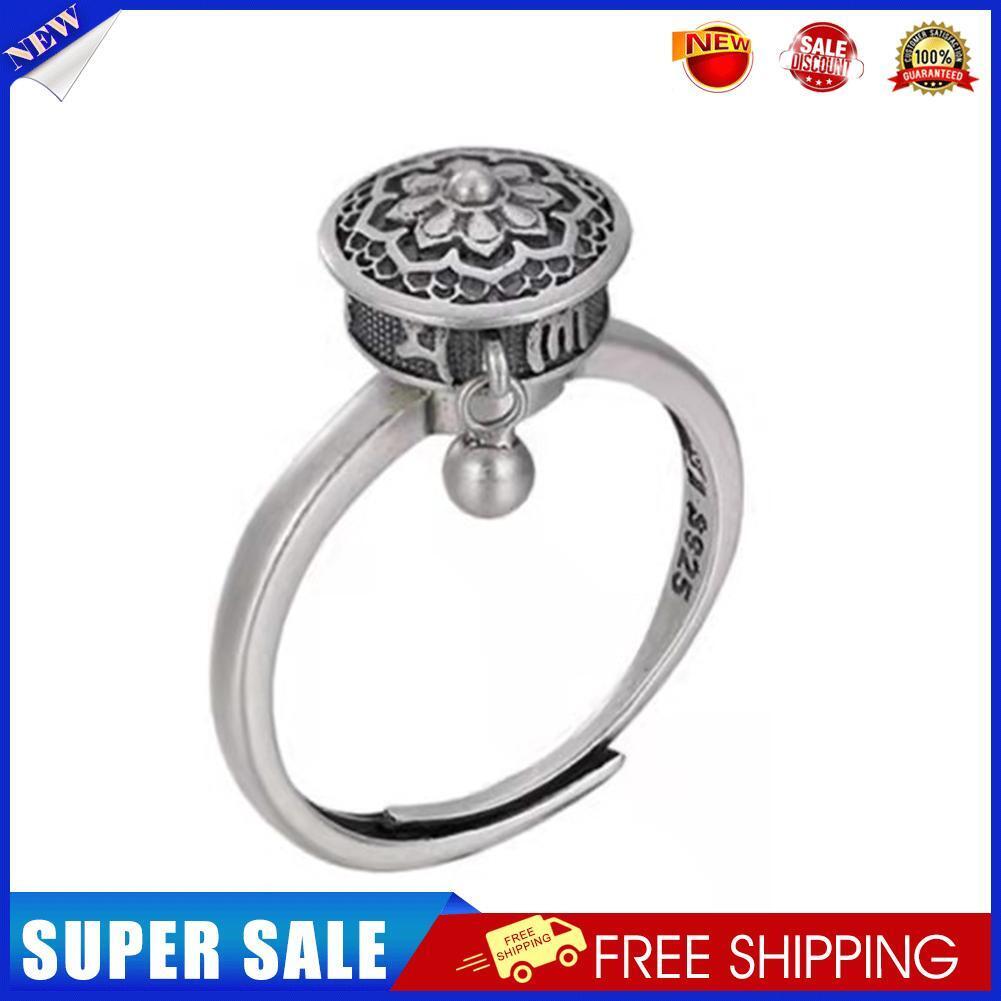 Copper Lotus Seat Rotation Anti Stress Rings Adjustable Opening Jewelry