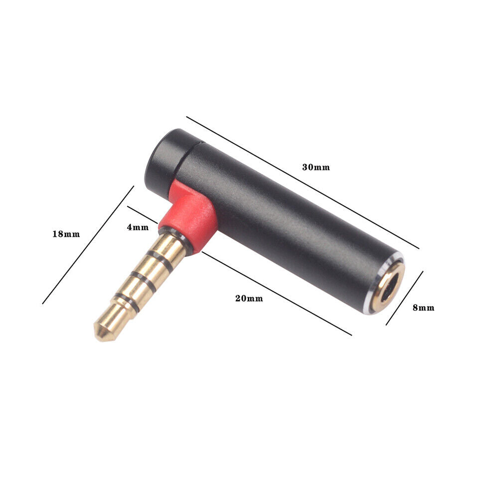 90Degree L-shape 3.5mm Male To Female Audio Converter Earphone Jack (Black)