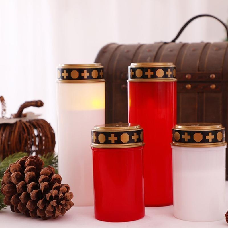 4 Pcs LED Candle Lamp Memorial Candle Lights for Ritual, LED Grave Candles Light