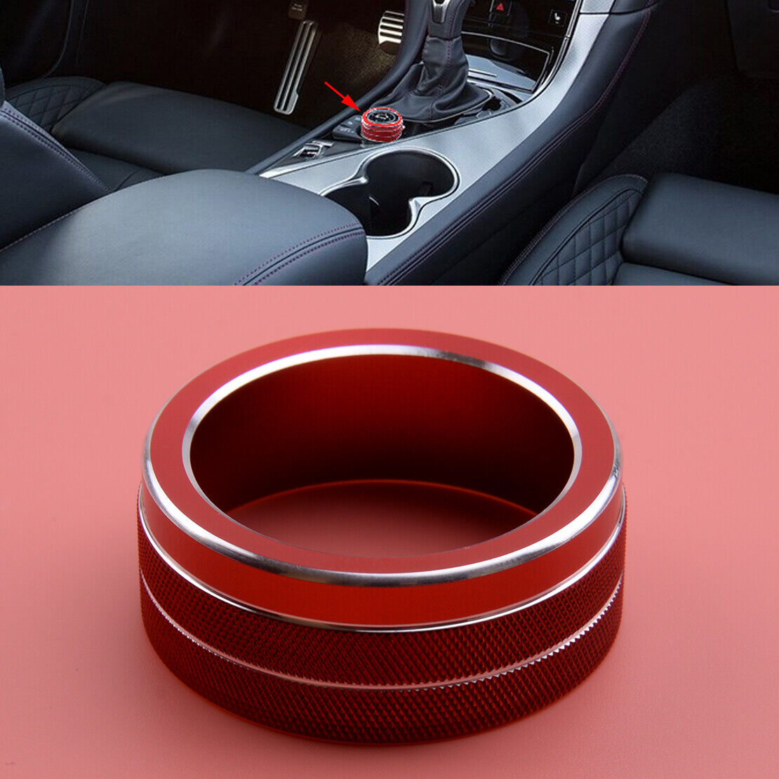 Red Fit for Infiniti Q50 2014-2019 Multimedia Decoration Ring Knob Cover