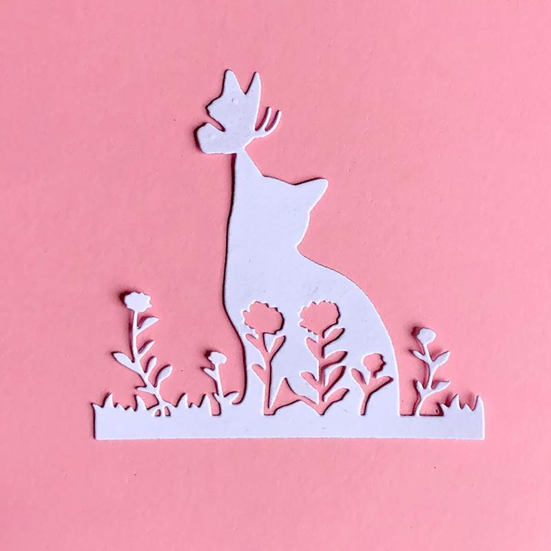 Flower Cat Metal Cutting Dies Handmade Crafts  Birthday Greeting Card Decor