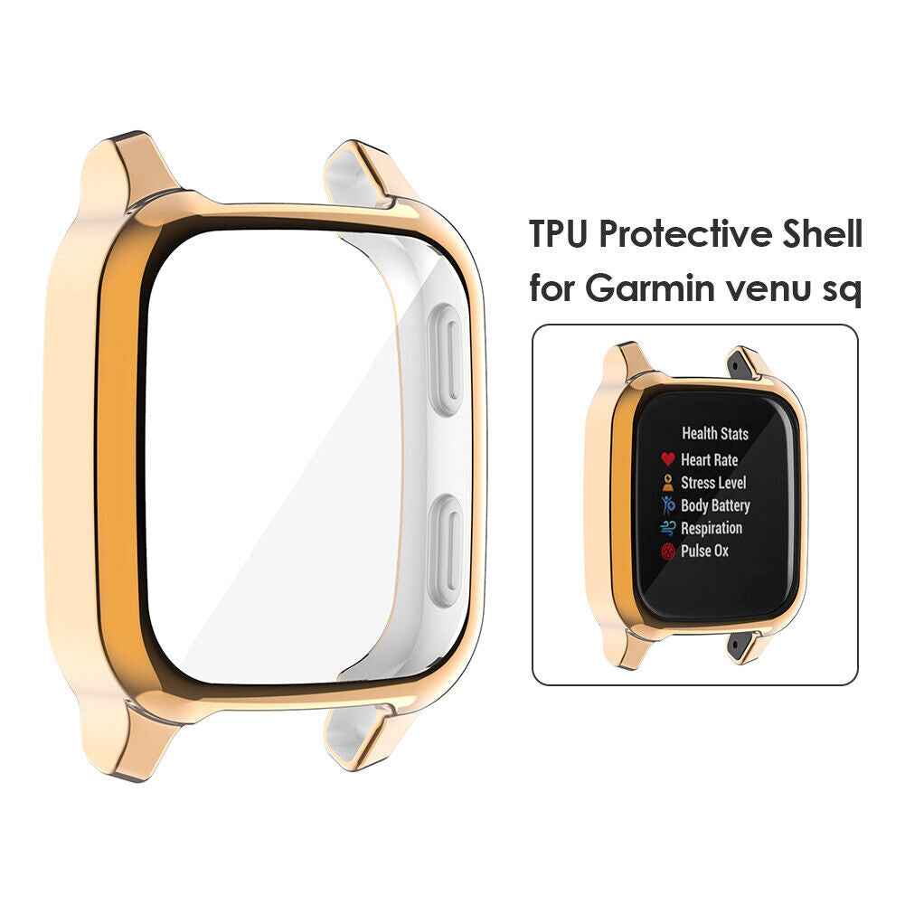 TPU Full Bumper Cover Screen Scratch Case for Garmin Venu Sq (Rose Rold)