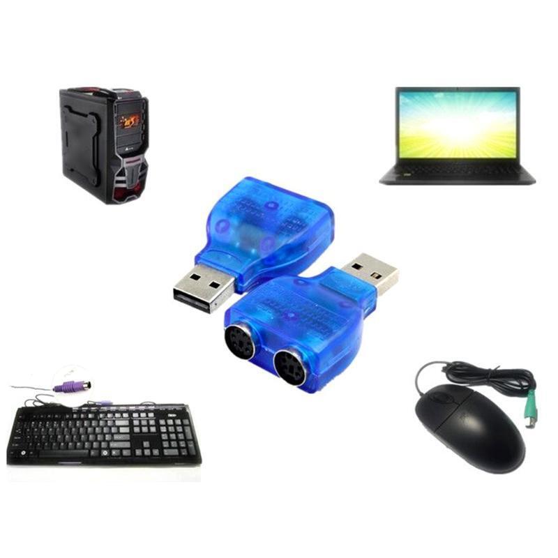 Blue with Chip for your PS/2 Keyboard/ Mouse USB 2.0 To PS 2 Converter Adapter