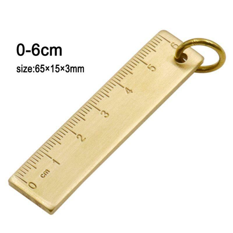6cm Mini Copper Ruler Book Markers Keychain Students Measuring Drafting Supplies
