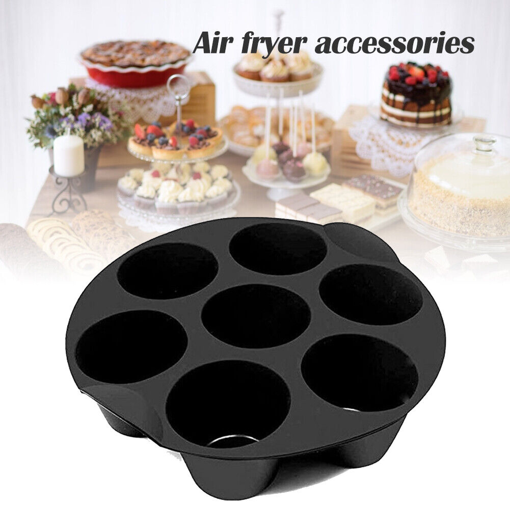 Silicone Air Fryer Mold 7-Cavity Cupcake Muffin Baking Cups Cake Pan (21cm)