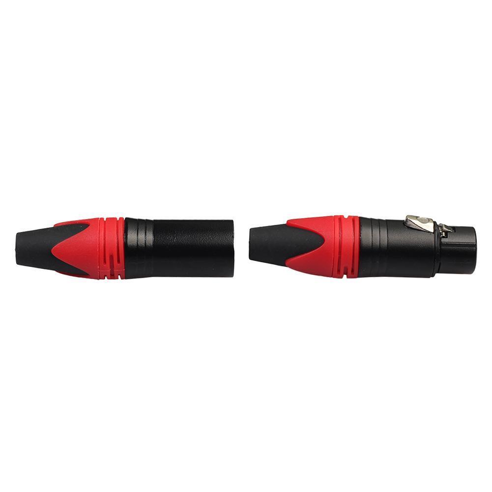 1 Pair XLR 3Pin Male Female DIY Audio Cable Connectors Solder Plug (Red)
