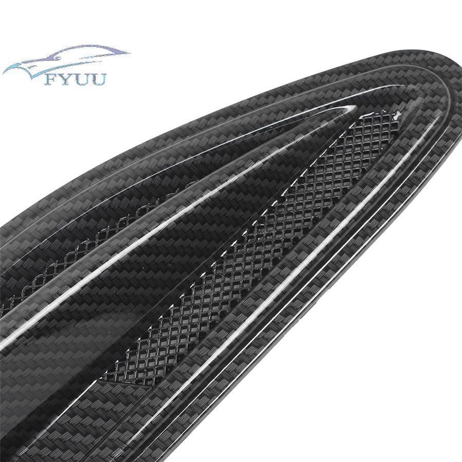 2 Pcs Black Carbon Fiber Look Car Side Fender Decoration Air Oulet Vent Covers