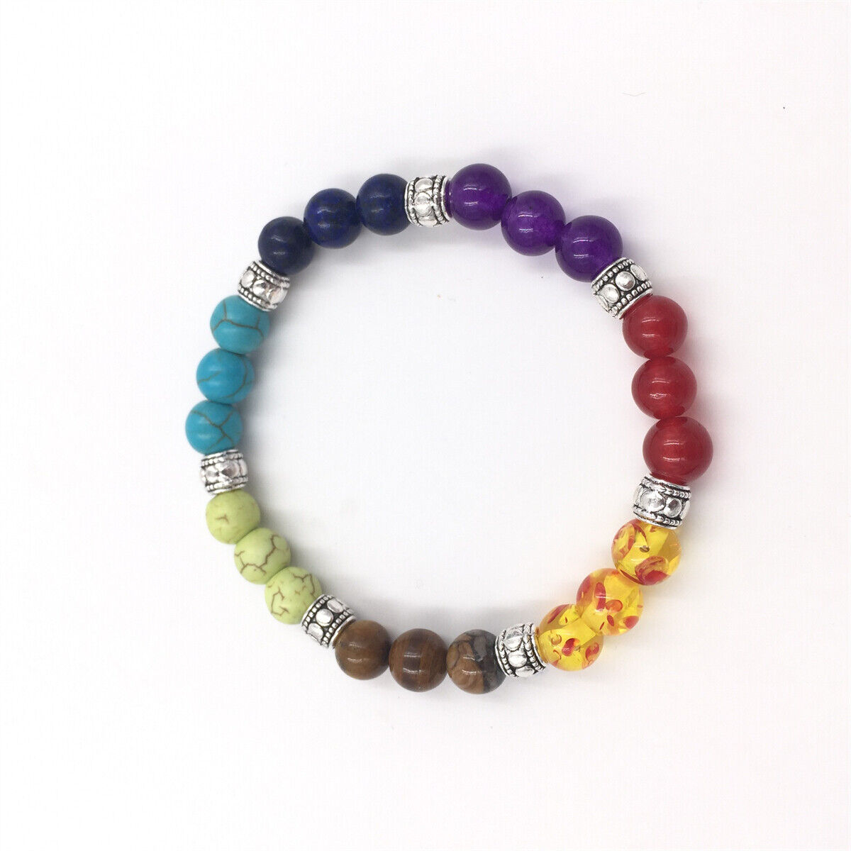 7 Chakra Healing Beaded Bracelet Natural Lava Yoga Reiki Stone Bracelet Jewelry
