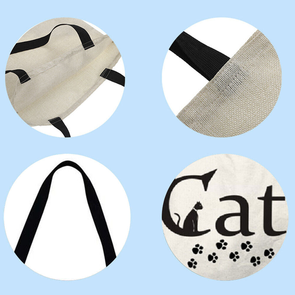 Letter cat Printed Shoulder Shopping Bag Casual Large Tote Handbag