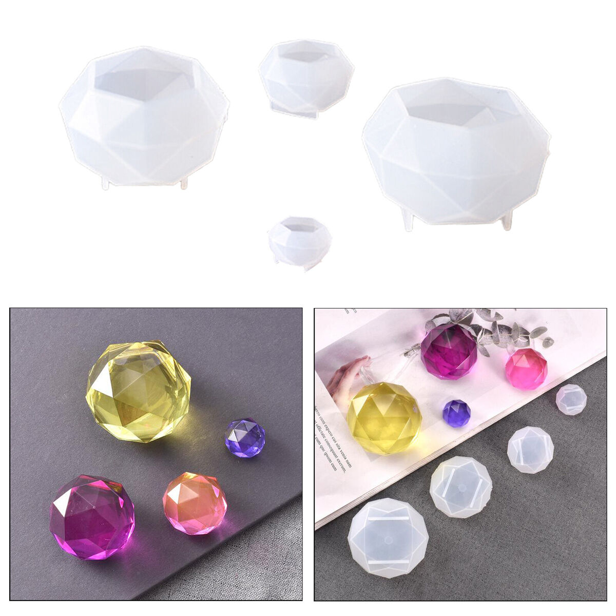 4 Pieces DIY Large Diamond Pendant Charms    Mould for
