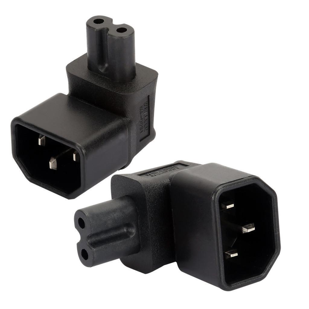 Black Color IEC 320 C14 to C7 Right Angle, C7 to C14 90 Degrees Up