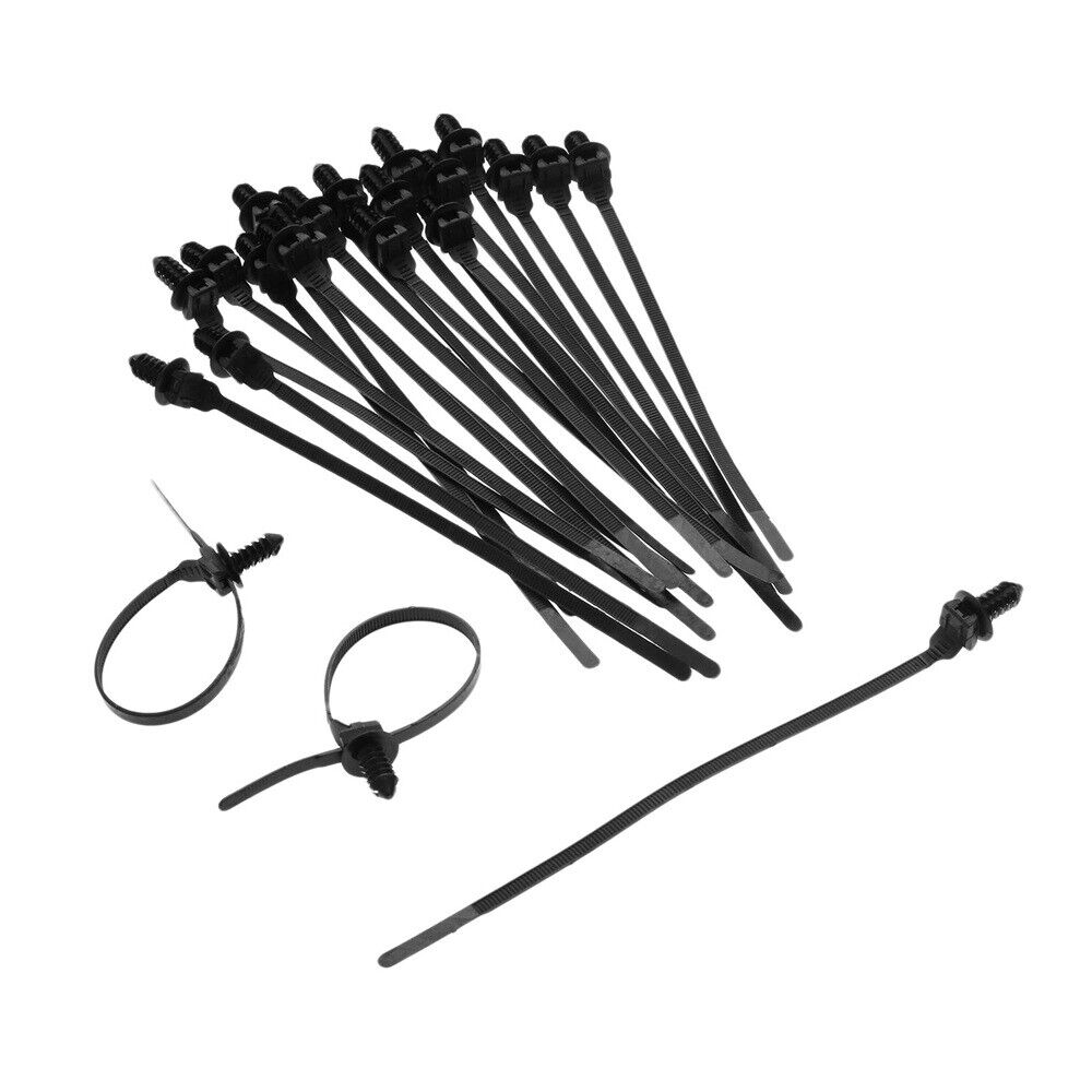 30 Universal Nylon Black Cable Ties 185mm Length Releasable Straps 5mm width
