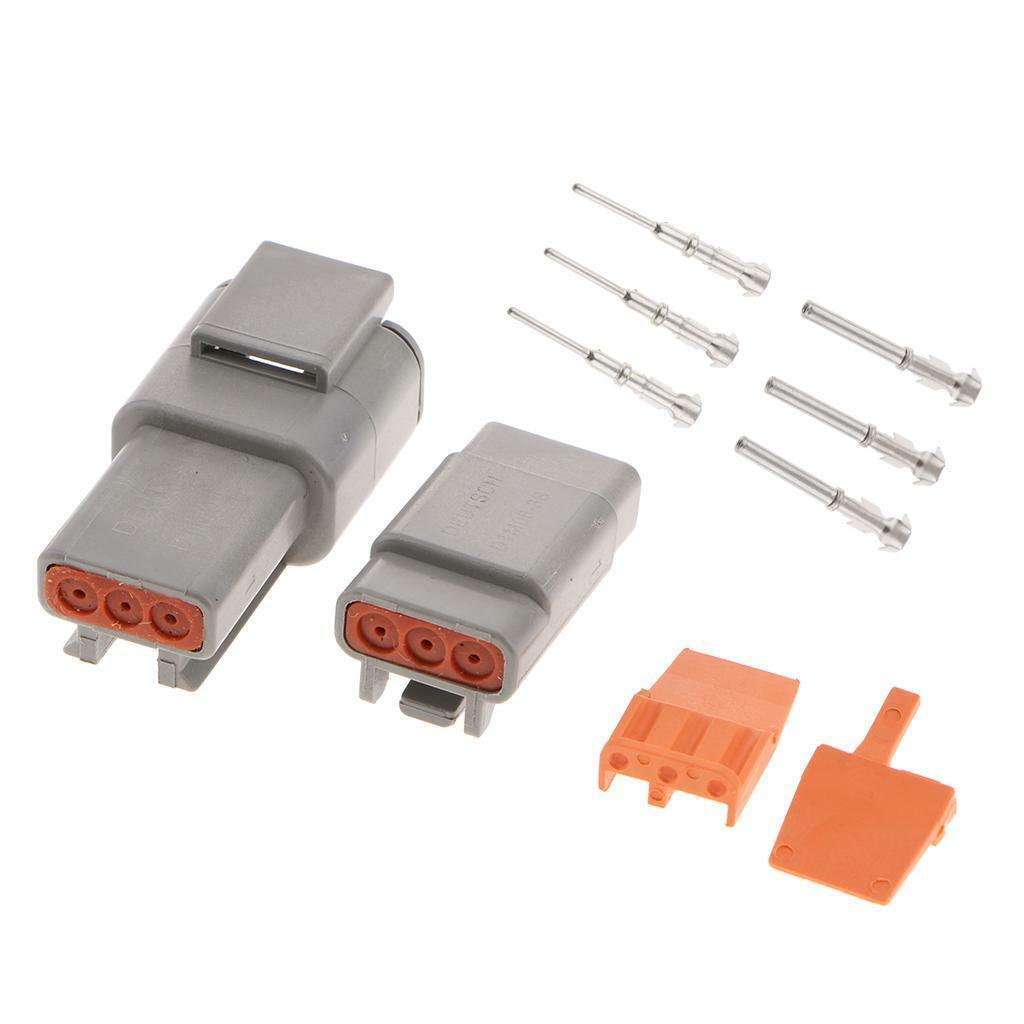 1 Set 3Pins Way  Waterproof Electrical Wire Connector Plugs Terminals