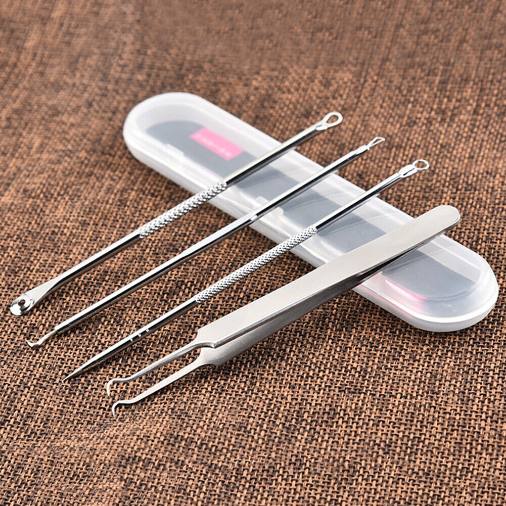 4pcs Black Dot Pimple Blackhead Remover Tool Needle Set Squeezing Acne Tool