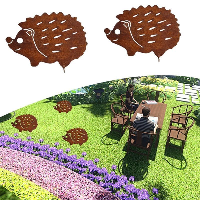 Decorative Garden Stake Lovely Hedgehog Silhouette Animal Stake for Balcony Lawn
