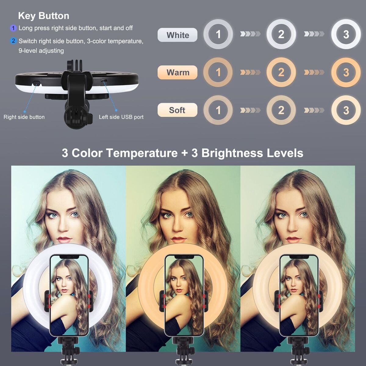 Bluetooth Video Selfie Stick LED Ring Light Filling Lamp For Tiktok Youtube