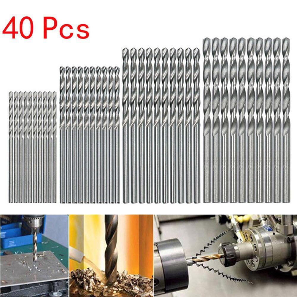 40pcs Mini Drill HSS Bit 0.5mm 2.0mm Straight Shank Twist Drill Bits Set