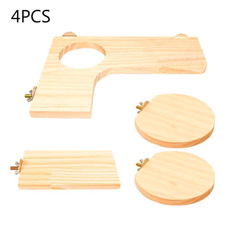 4 Pieces Wood Platform for Small Pet Animals Parrot Parakeet Conure Cockatiel