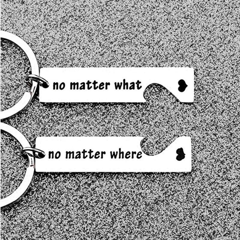 2 Pcs Long Distance Keychain Friendship Gifts for Sister Brother Best Friends