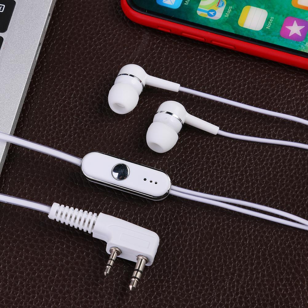 2Pin Dual Earphone Earpiece Mic PTT for BAOFENG KENWOOD Radio Walkie Talkie