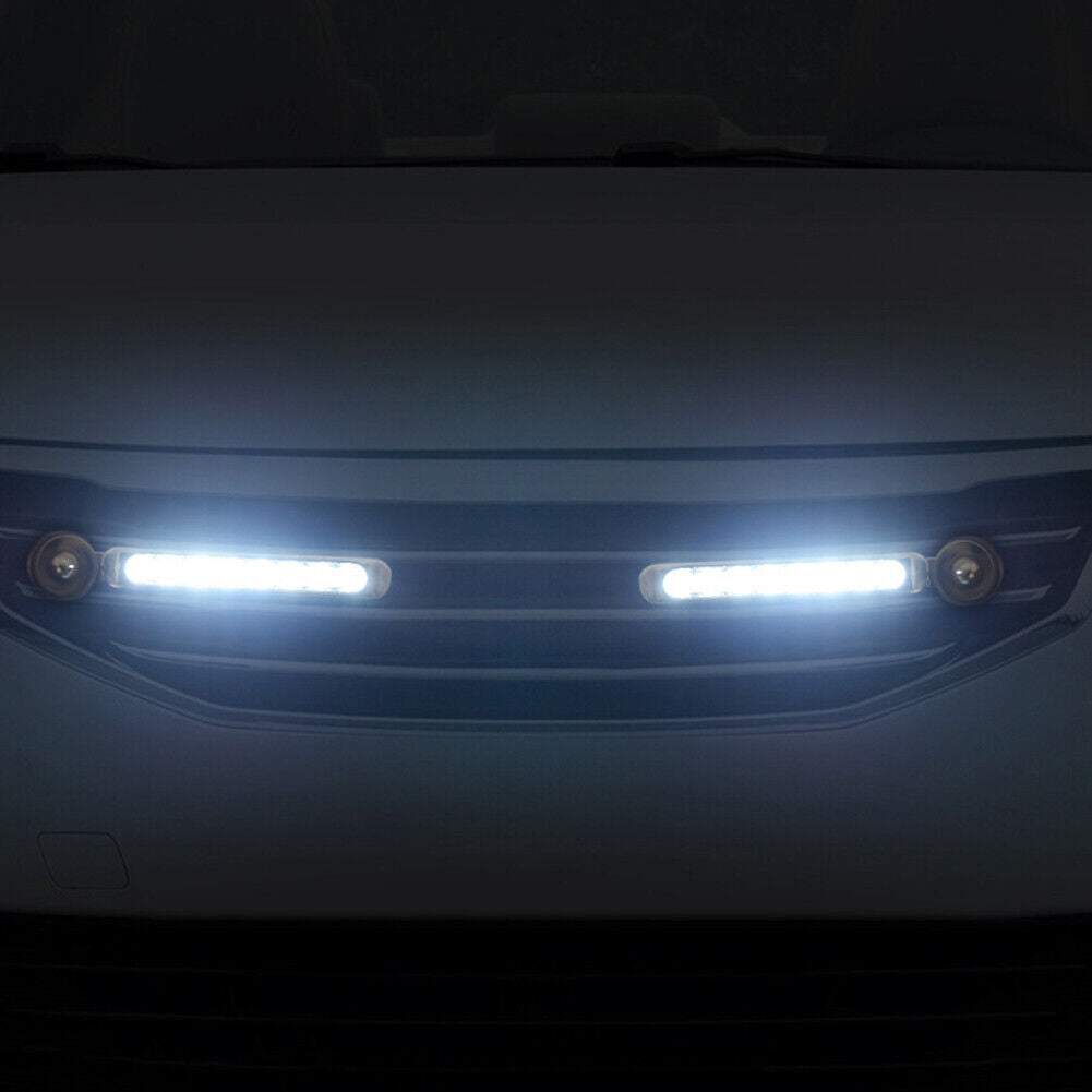 1 Pair LED Wind Powered Car DRL Front Grille Daytime Running Lights (White)