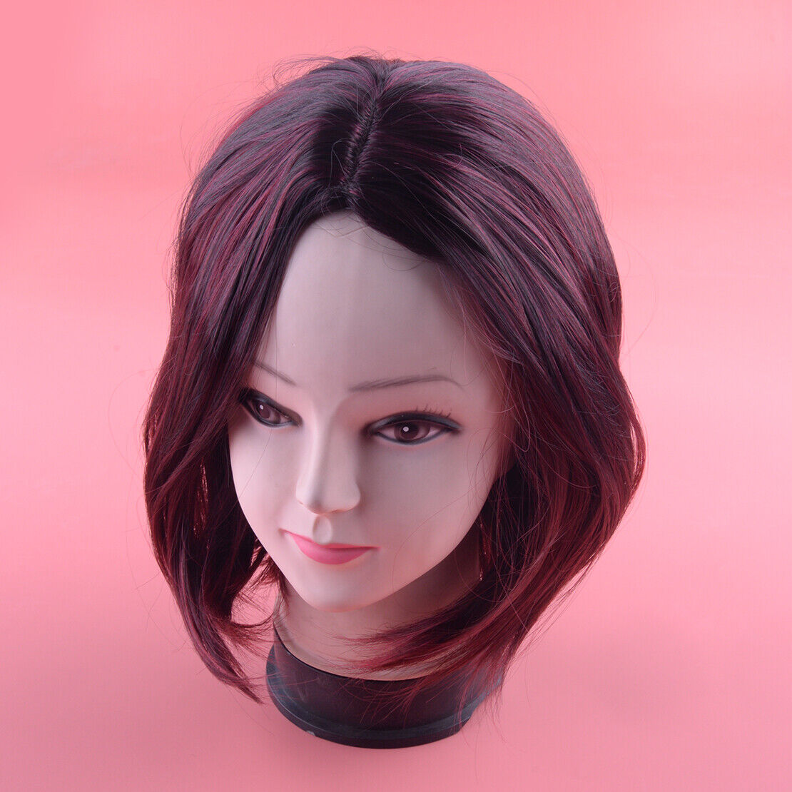 Natural Red Wine Color Short Straight Bob Women Ladies Party Full Wig Hair