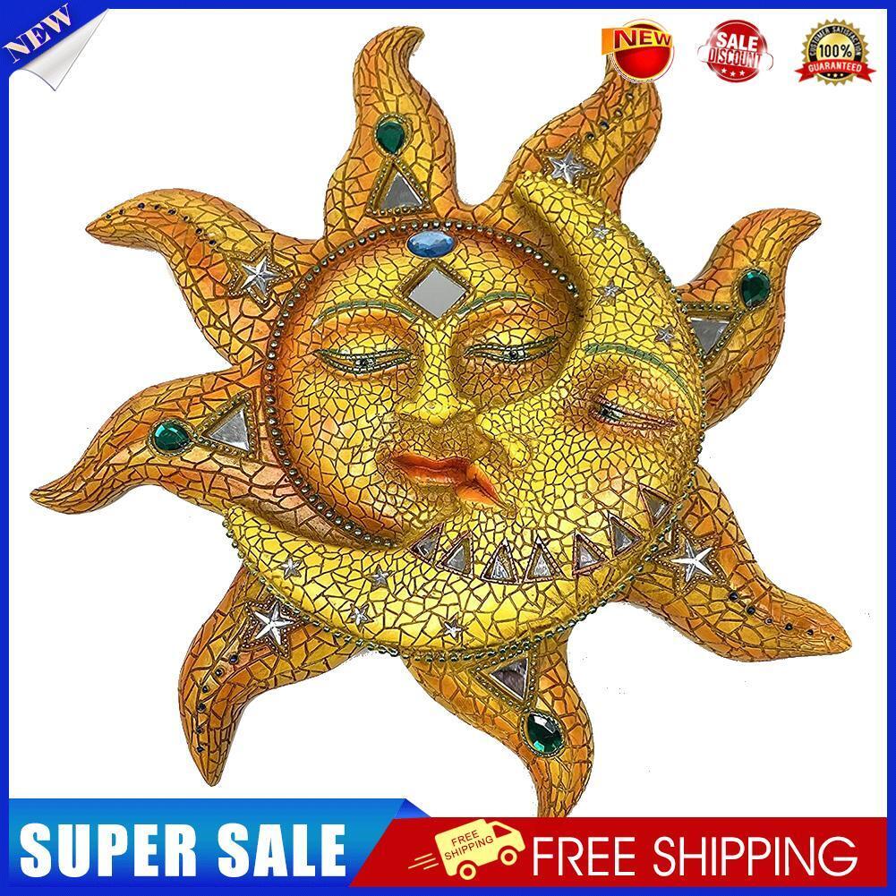 Metal Sun Moon Art Crafts Rust-proof Wall Ornament Gift Home Garden Decor