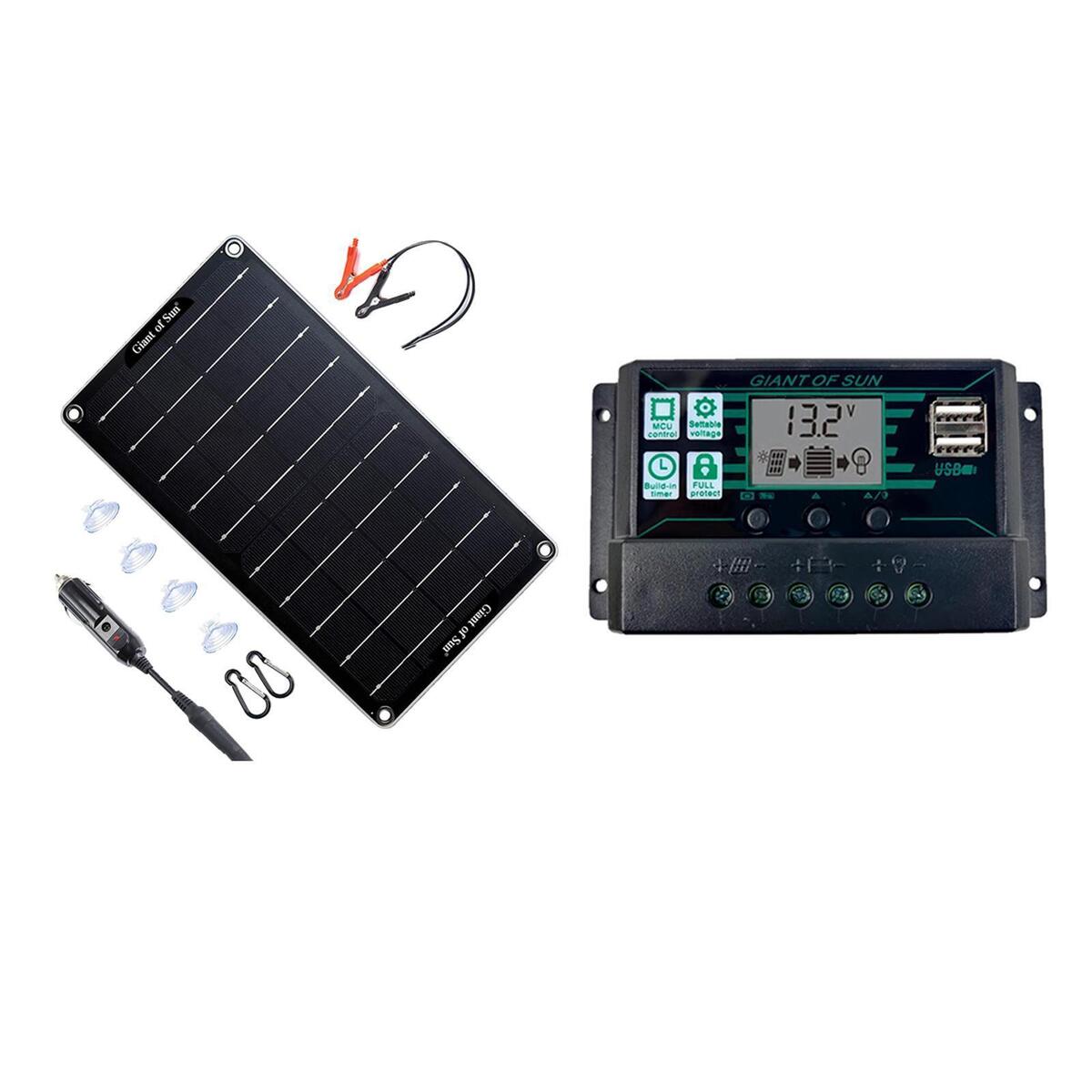 10W Solar Panel Kit Monocrystalline Battery Charger for Boat RV Trip Picnic