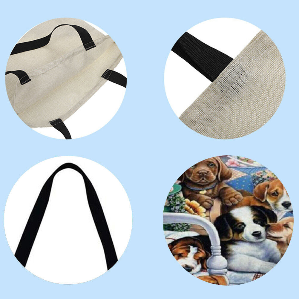 Dogs Printed Shoulder Shopping Bag Casual Large Tote Handbag (40*40cm)