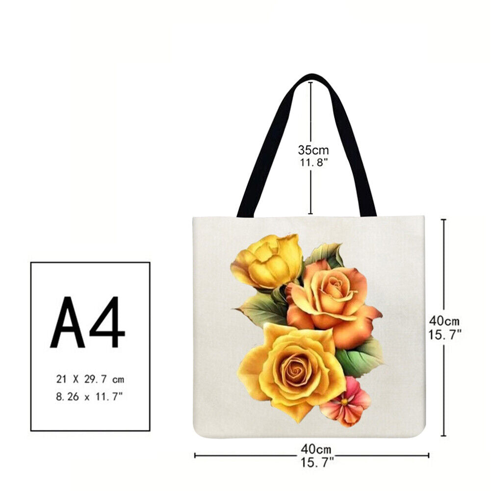 Flowers Printed Shoulder Shopping Bag Casual Large Tote Handbag (40*40cm)