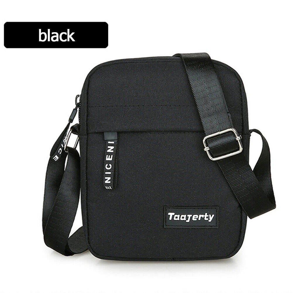 Men Outdoor Sports Nylon Shoulder Bag Male Casual Crossbody Bags (Black)