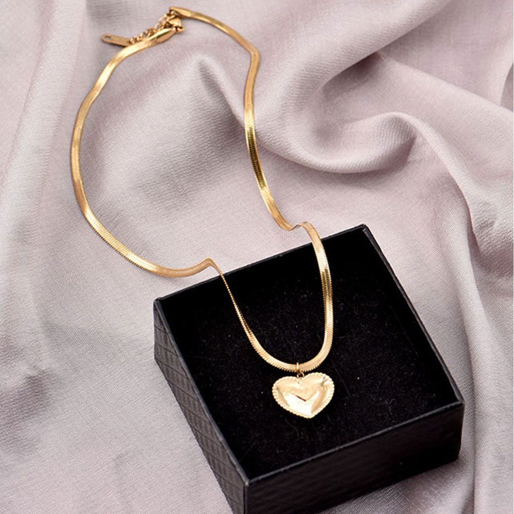 Fashion Choker Titanium Steel Women Love Heart Necklace Stainless Steel Pendant