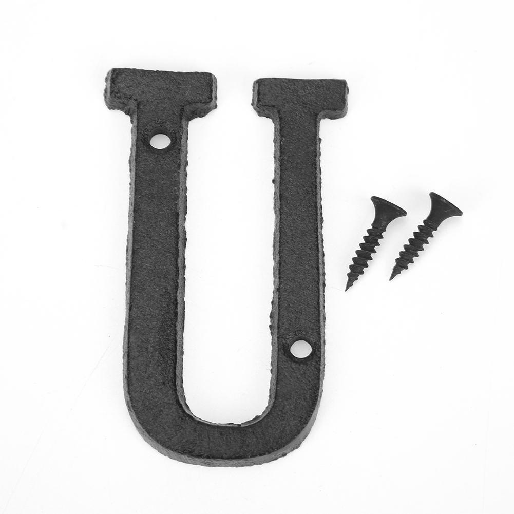 Metal Letters Cast Iron House Sign Doorplate DIY Cafe Wall Decoration (U)