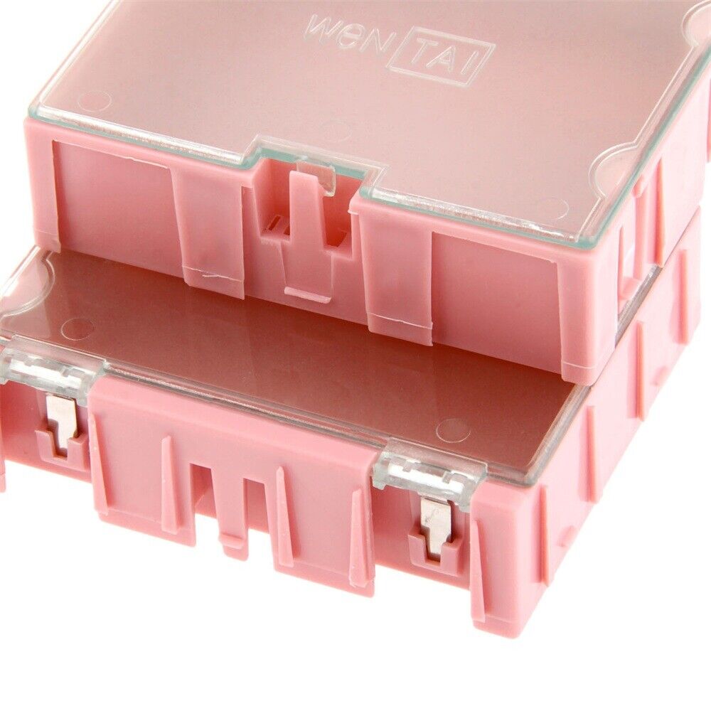 2pcs Pink Components Part Laboratory Storage Boxes Electronic SMT SMD Box Case