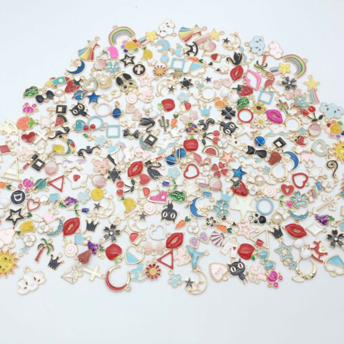 20Pcs Random Color DIY Mixed Enamel Alloy Pendant Charms Jewelry Accessories