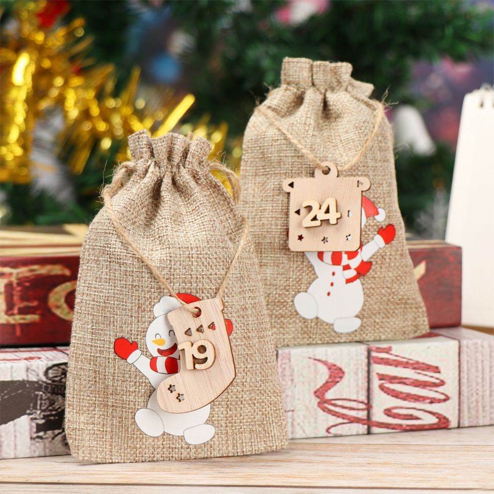 Countdown Hanging Tags Number Label Wooden Pendant Christmas Advent Calendar