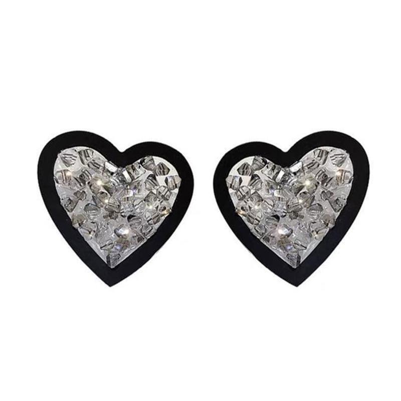 Heart Earrings Creative Stud Earring Black White Irregular Glass Earring Fashion