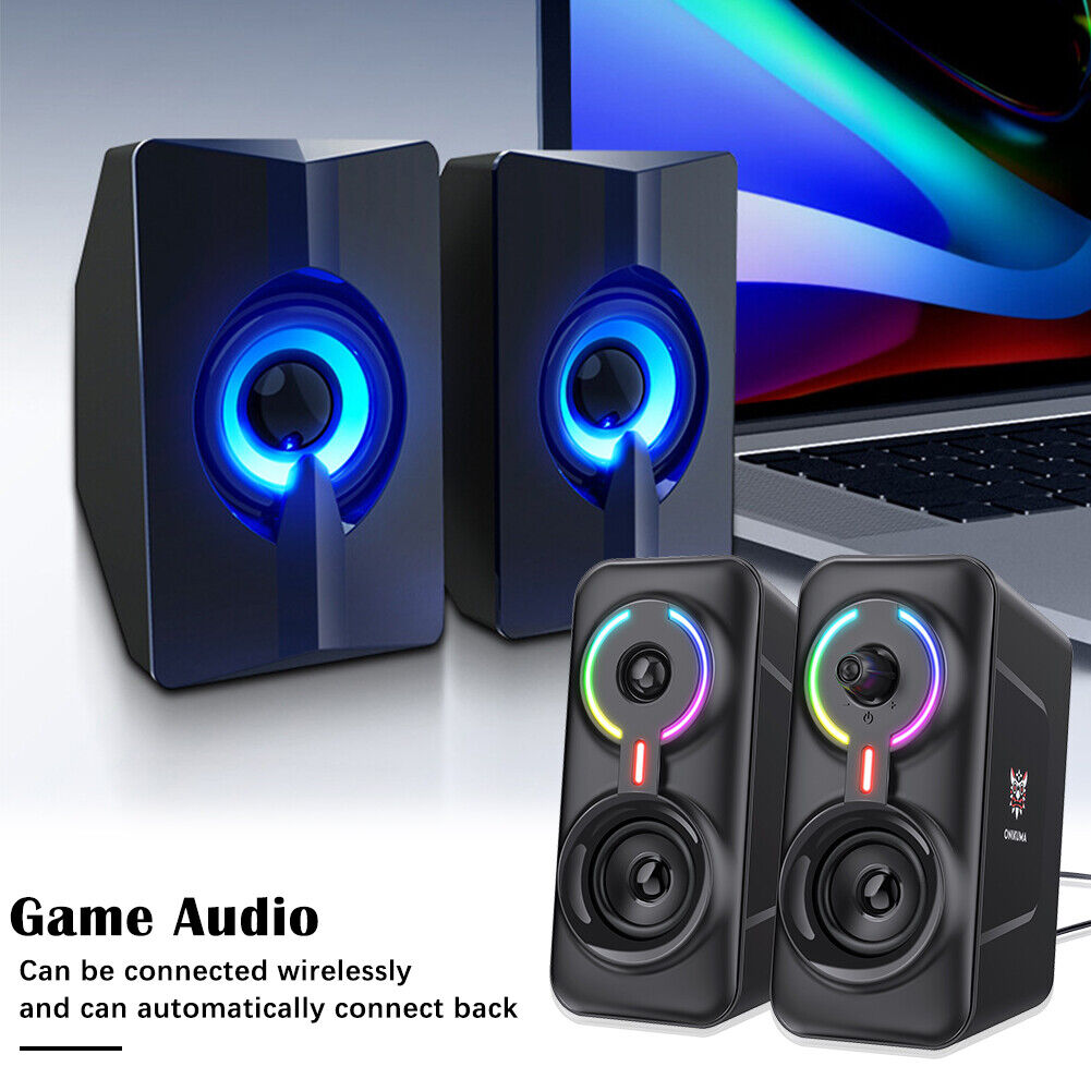 2pcs ONIKUMA L6 Gaming Wired LED Speaker Bluetooth-Compatible Stereo Kit