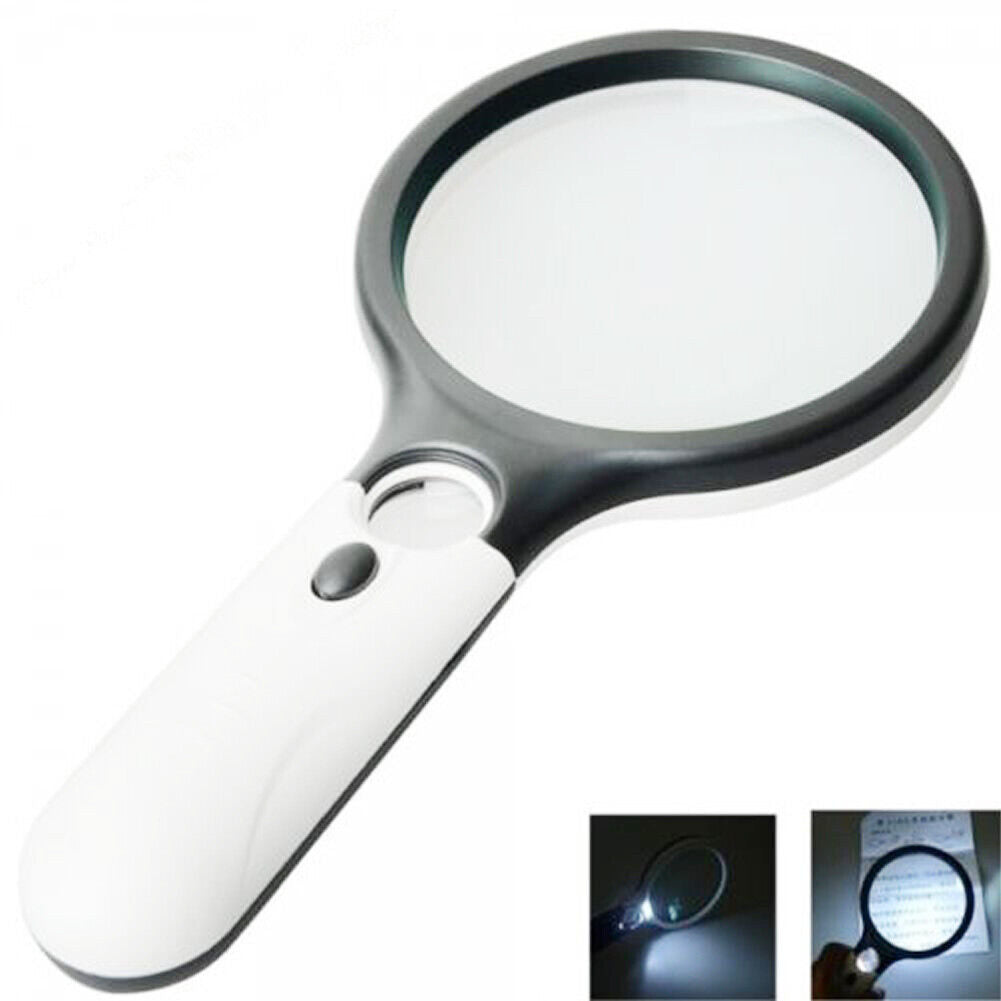 3 LED Light 45X Handheld Reading Magnifying Glass Lens Jewelry Watch Loupe