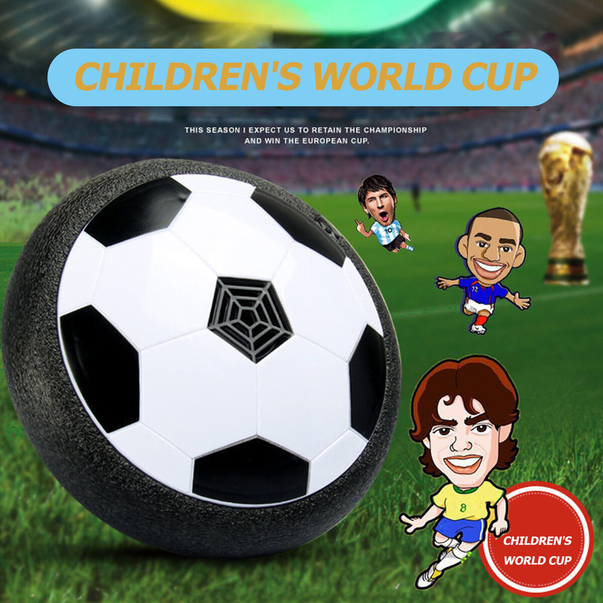LED Music Kids Hover Soccer Ball, Battery Operated Air Floating Disc (18cm)