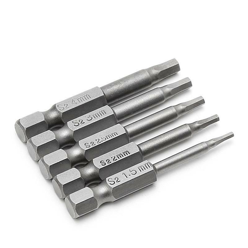 5 Pcs Magnetic Hexagon Screwdriver S2 Steel 1/4" Hex Shank 50mm Power Drill Bit