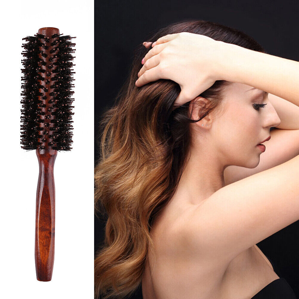 3 Sizes Anti Static Wood Bristle Hair Round Brush Hairdresser Styling