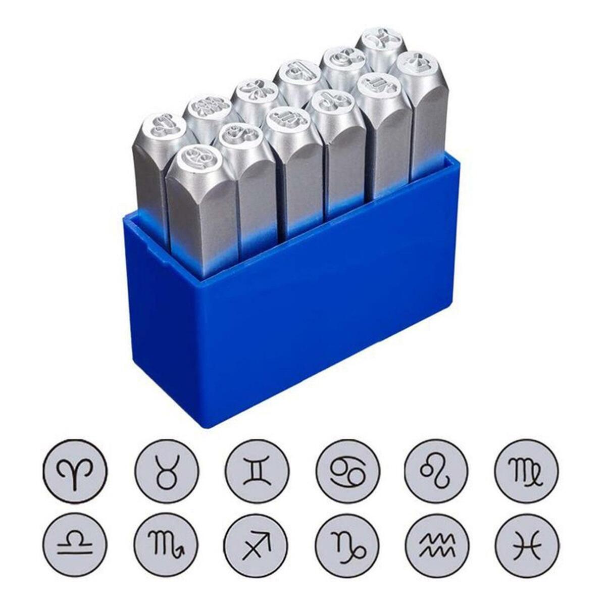 12PCS 6mm Constellations Stamp Punch Set for Jewelry  Leather Stamping
