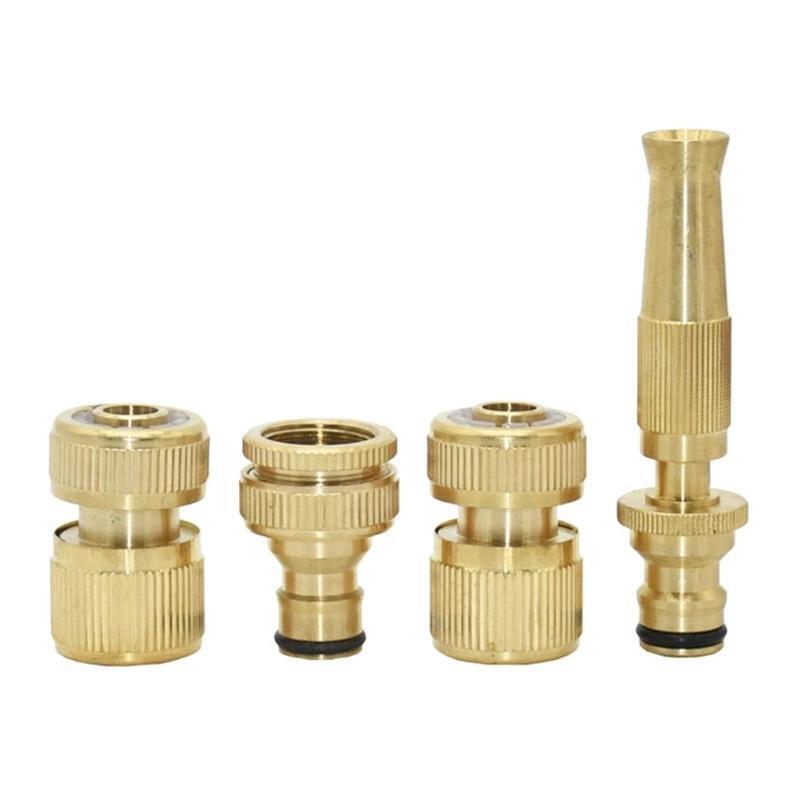 4-Piece Brass Garden Hose Adapter Waterstop Connectors for Faucet Connection