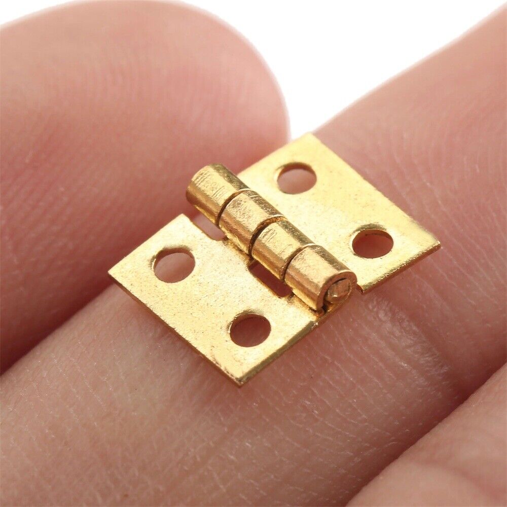 20 x Mini Brass Plated Hinges & 80 Nails Jewelry Cigar Box Hardware Decoration