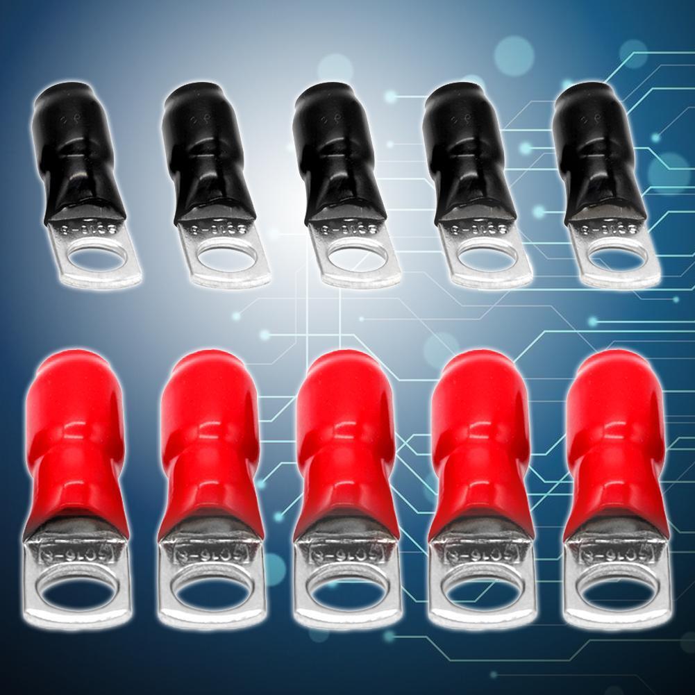 10pcs Car Audio Power Ground Wire Ring Terminals 6 AWG Gauge M8 Connectors