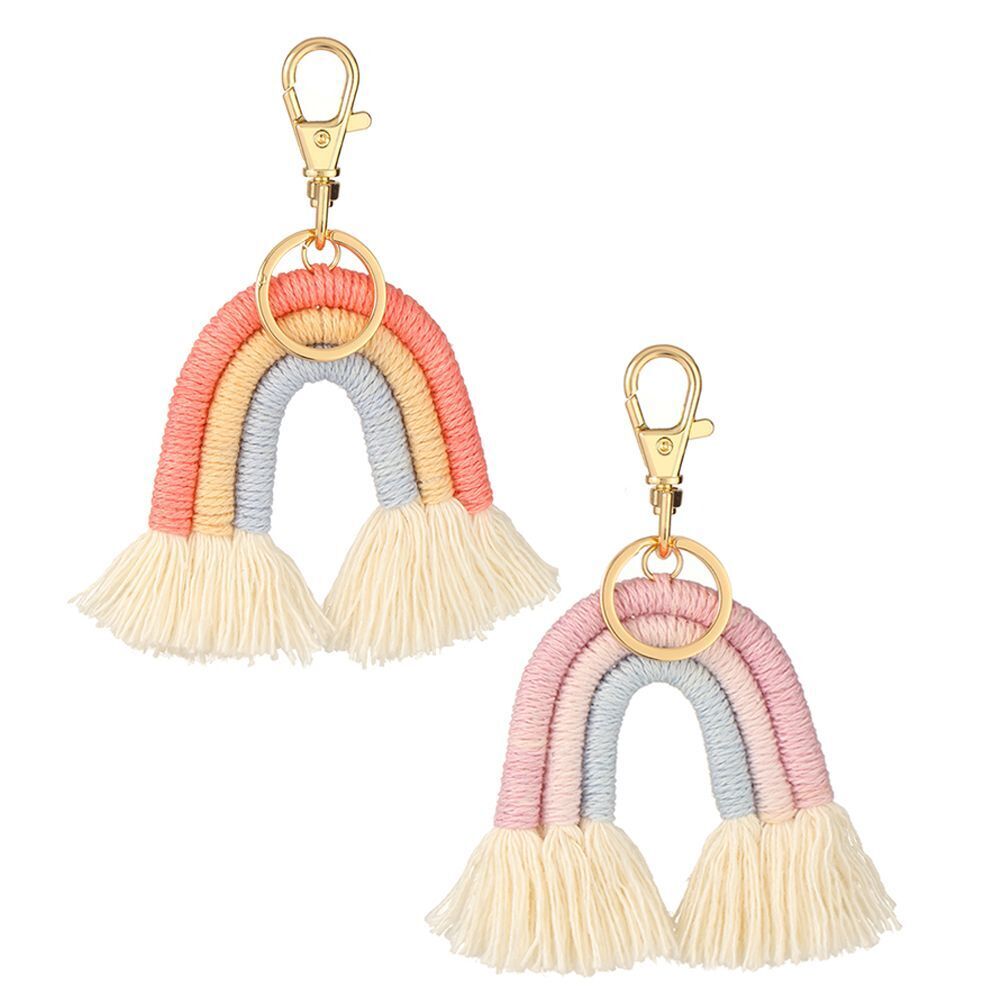 Keychain Handbag Charms Rainbow Keychain Tassel Car Keyring Holder Bohemian