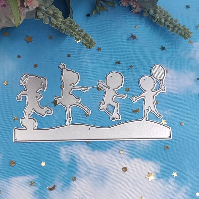 Kids Doing Sports Metal Cutting Dies Handmade Crafts Projects Art Creation